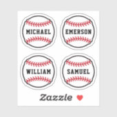 Baseball mit individuelle Name oder Text, Set von  Aufkleber (Blatt)
