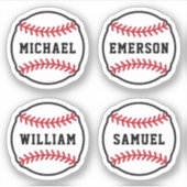 Baseball mit individuelle Name oder Text, Set von  Aufkleber (Vorderseite)