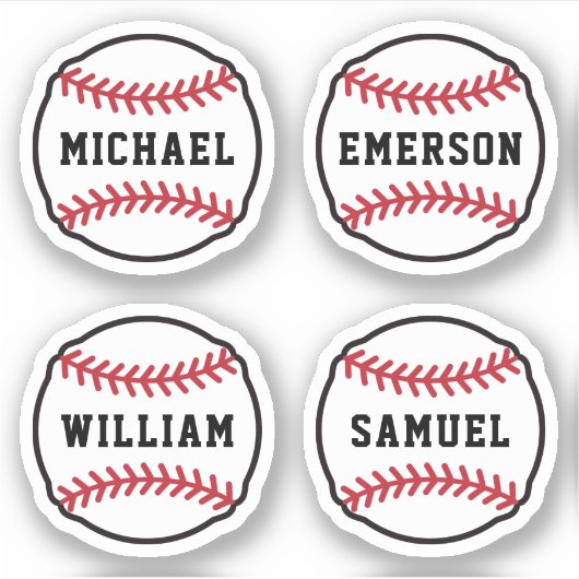 Baseball mit individuelle Name oder Text, Set von  Aufkleber (Vorderseite)