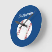 Baseball mit Individuelle Name - Royal Blue Runde Wanduhr (Winkel)