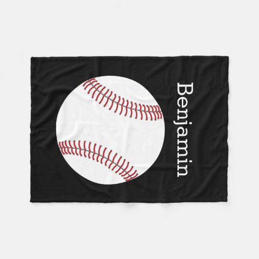 Baseball mit Individuelle Name - Schwarz Fleecedecke (Vorderseite (Horizontal))