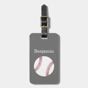 Baseball mit individuellem Namen - Grau Gepäckanhänger