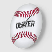 Baseball mit individuellem Namen Große Wanduhr (Winkel)