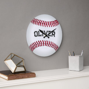 Baseball mit individuellem Namen Große Wanduhr