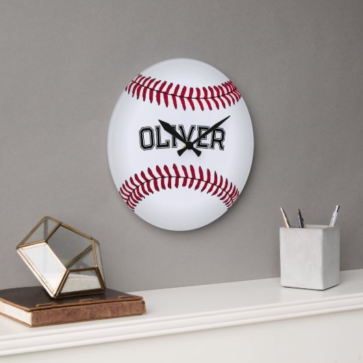 Baseball mit individuellem Namen Große Wanduhr (Büro)