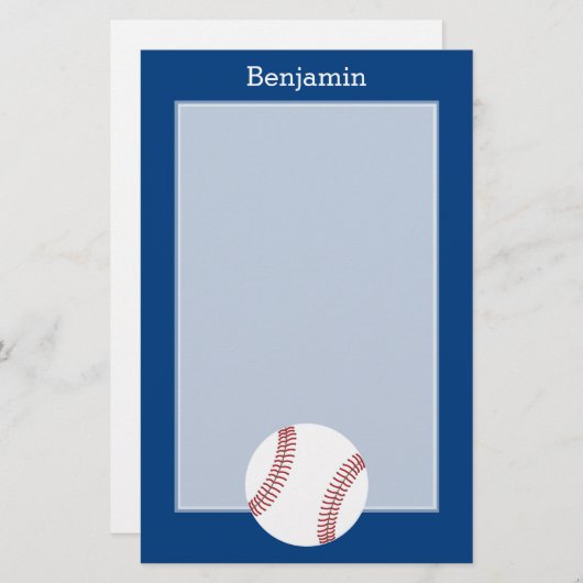 Baseball mit individuellem Namen - königliches Briefpapier (Vorne/Hinten)