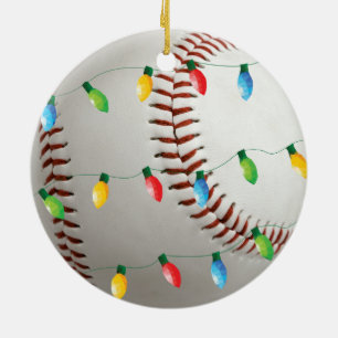 Baseball mit Lichtfeiertagsverzierung Keramikornament