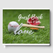 Baseball mit LIEBE mit Handschuh und Fledermausehe Gästebuch (Vorderseite)
