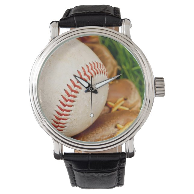 Baseball mit Mitt Armbanduhr (Vorderseite)