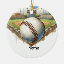 Baseball mit Name auf dem Ball für den Spieler Keramik Ornament