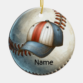 Baseball mit Name auf dem Ball für den Spieler Keramik Ornament
