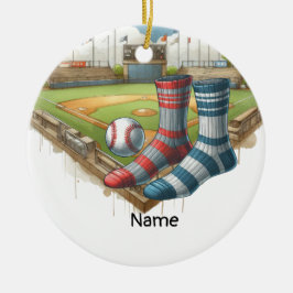 Baseball mit Name auf dem Ball für den Spieler Keramik Ornament