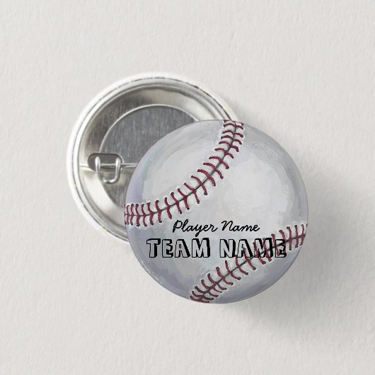 Baseball mit Name und Nummer Button (Vorne & Hinten)
