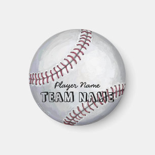 Baseball mit Name und Nummer Magnet