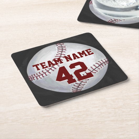 Baseball mit Name und Nummer Rechteckiger Pappuntersetzer (angewinkelt)