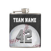Baseball mit Namen und Zahl Flachmann (Vorderseite)