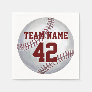 Baseball mit Namen und Zahl Serviette