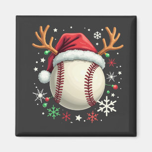 Baseball mit Rentierhörnern und Weihnachten Magnet