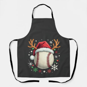 Baseball mit Rentierhörnern und Weihnachten Schürze