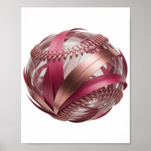 BASEBALL MIT ROSA UND KUPFERSTREIFEN UND EINEM WEI POSTER