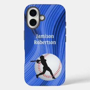 Baseball mit Spieler und Ball personalisieren iPhone 16 Hülle