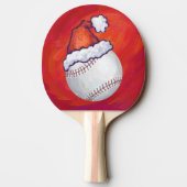 Baseball mit Weihnachtsmannmütze auf Rot Tischtennis Schläger (Rückseite)