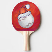 Baseball mit Weihnachtsmannmütze auf Rot Tischtennis Schläger (Vorderseite)