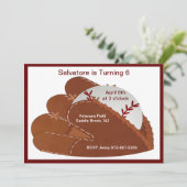 Baseball Mitt & Ball Kindergeburtstag Einladung (Stehend Vorderseite)