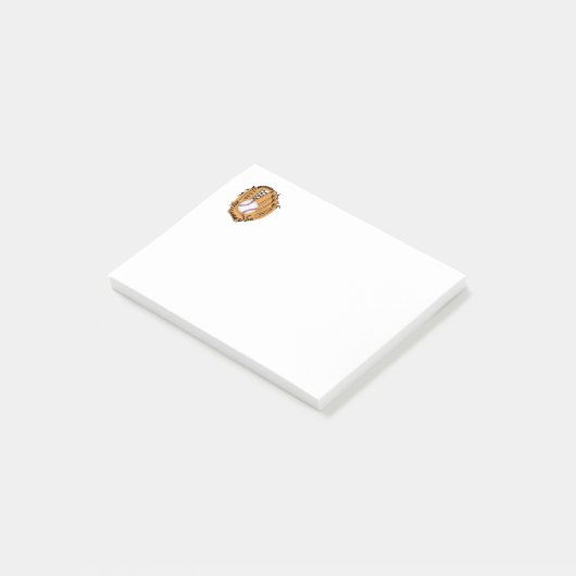 Baseball-Mitt und Ball Post-it Klebezettel (angewinkelt)