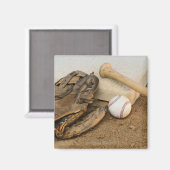 Baseball, Mitt und Bat auf Basis Magnet (Vorderseite/Rückseite)
