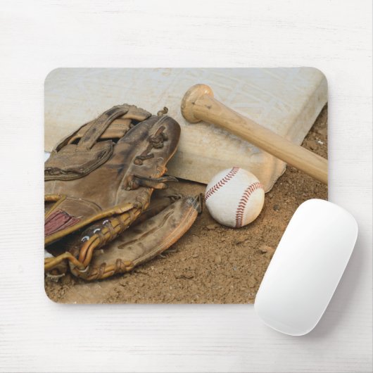 Baseball, Mitt und Bat auf Basis Mousepad (Mit Mouse)
