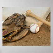 Baseball, Mitt und Bat auf Basis Poster (Vorne)