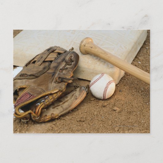 Baseball, Mitt und Bat auf Basis Postkarte (Vorderseite)