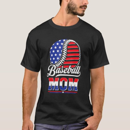 Baseball Mom American Flag For Mother Mom Mommy T-Shirt (Vorderseite)