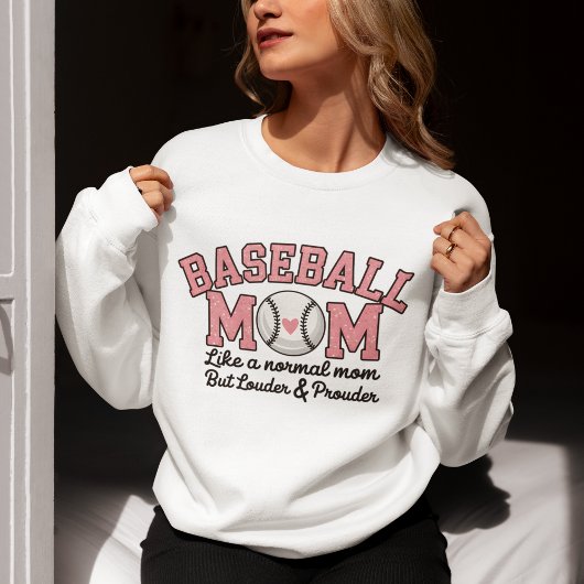 Baseball Mom cute bright Pink text Sweatshirt