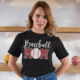 Baseball Mom cute bright red text T-Shirt