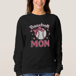 Baseball Mom Cute Pink Bow Design Sweatshirt