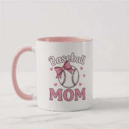 Baseball Mom Cute Pink Bow Design Tasse
