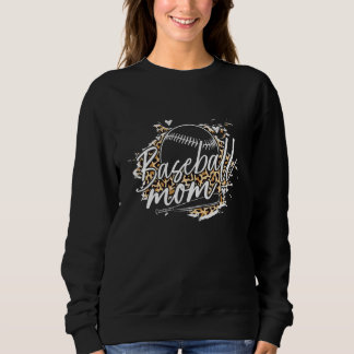 Baseball Mom Leopard Pattern Baseball Mother Sweatshirt