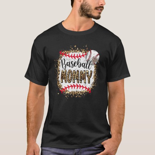 Baseball Mommy leopard bleached mothers day game d T-Shirt (Vorderseite)