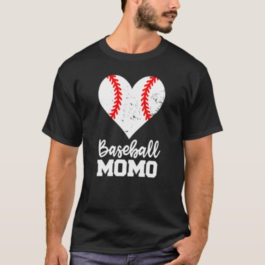 Baseball Momo Baseball Heart Grandma Momo T-Shirt (Vorderseite)