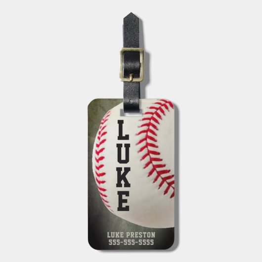 Baseball-Monogramm oder Name mit 2-4 Buchstaben Gepäckanhänger (Vorderseite vertikal)