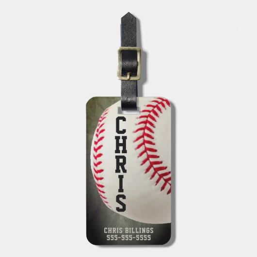 Baseball-Monogramm oder Name mit 2-5 Buchstaben Gepäckanhänger (Vorderseite vertikal)