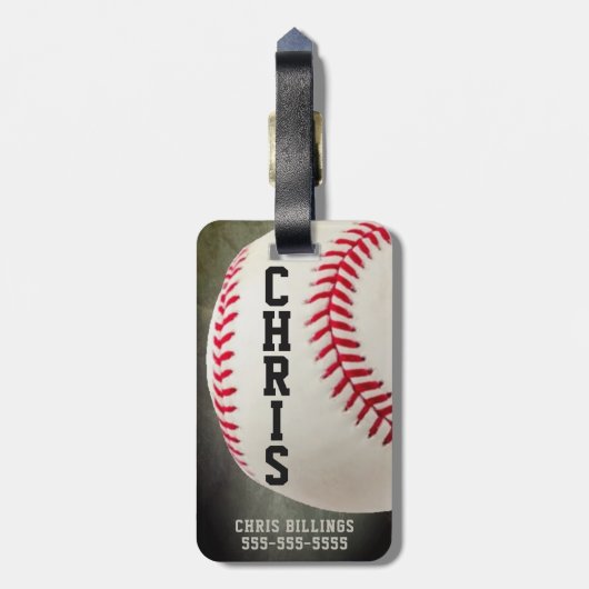 Baseball-Monogramm oder Name mit 2-5 Buchstaben Gepäckanhänger (Rückseite vertikal)