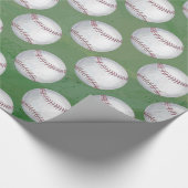 Baseball-Muster auf Grün Geschenkpapier (Ecke)