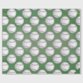 Baseball-Muster auf Grün Geschenkpapier (Flach)