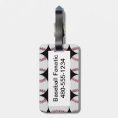 Baseball-Muster auf schwarzem Gepäckanhänger (Rückseite vertikal)