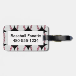 Baseball-Muster auf schwarzem Gepäckanhänger