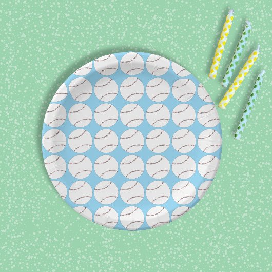 Baseball-Muster Blaue Papierplatte Pappteller