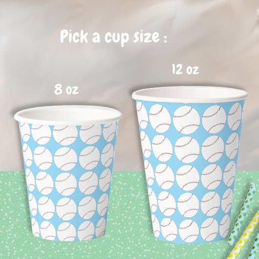 Baseball-Muster Hellblaue Papiertasse Pappbecher